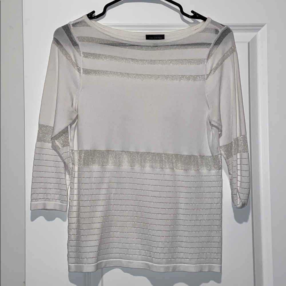 White Mesh Shimmer Top